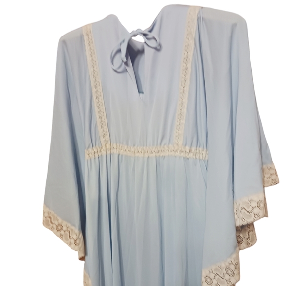 Vintage 70's Blue Angel Wing Nightgown Made in the USA Gilead MOB Wife Old Money - Picture 4 of 6